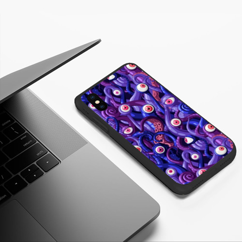 Чехол для iPhone XS Max матовый Щупальца монстров с глазами , цвет черный - фото 5