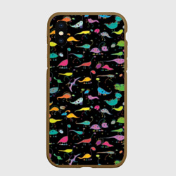 Чехол для iPhone XS Max матовый Светящиеся динозавры