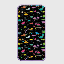 Чехол для iPhone XS Max матовый Светящиеся динозавры