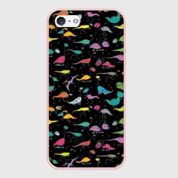 Чехол для iPhone 5/5S матовый Светящиеся динозавры