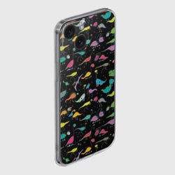 Чехол для iPhone 15 силиконовый с защитой камеры Светящиеся динозавры - фото 2