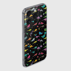 Чехол для iPhone 15 Pro силиконовый с защитой камеры Светящиеся динозавры - фото 2