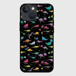 Чехол для iPhone 13 mini Светящиеся динозавры