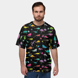 Мужская футболка oversize 3D Светящиеся динозавры - фото 2