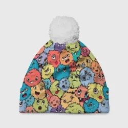 Шапка 3D c помпоном Monsters funny multicolored