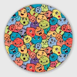 Круглый коврик для мышки Monsters funny multicolored