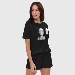 Женская пижама с шортиками хлопок Чёрный Сайтама - окей - фото 2