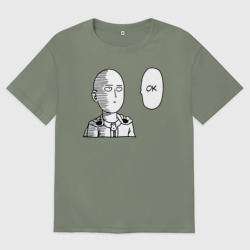 Женская футболка хлопок Oversize Чёрный Сайтама - окей