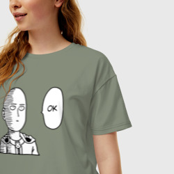 Женская футболка хлопок Oversize Чёрный Сайтама - окей - фото 2