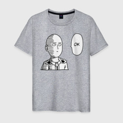 Чёрный Сайтама - окей – Мужская футболка хлопок с принтом купить со скидкой в -20%