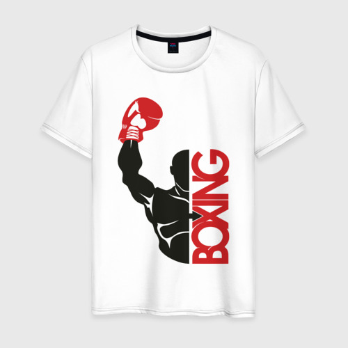 Мужская футболка из хлопка с принтом Boxing, вид спереди №1