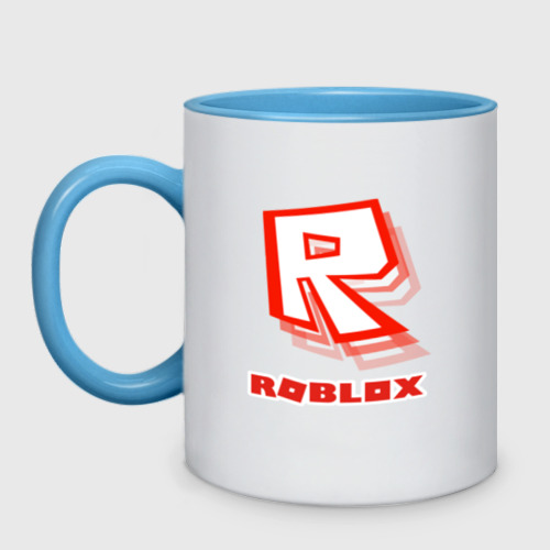 Кружка двухцветная Roblox, цвет белый + небесно-голубой