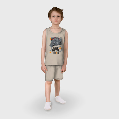 Детская пижама с шортами хлопок Titanfall, цвет миндальный - фото 3