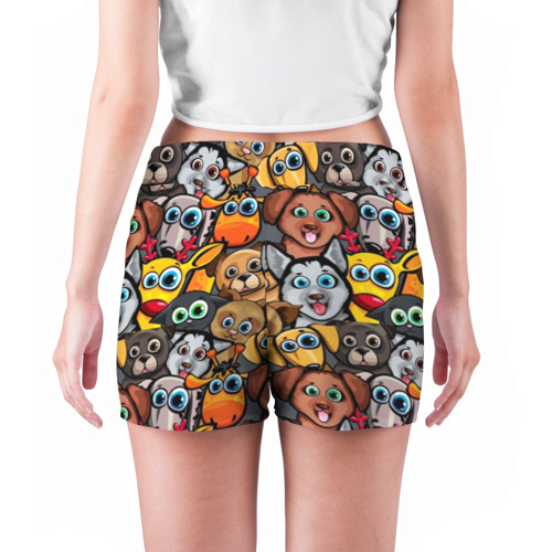 Женские шорты 3D с принтом Веселые собаки, вид сзади #2