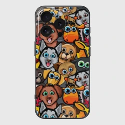 Чехол для iPhone 16 Pro Max силиконовый с защитой камеры Веселые собаки