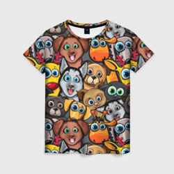 Женская футболка 3D Веселые собаки