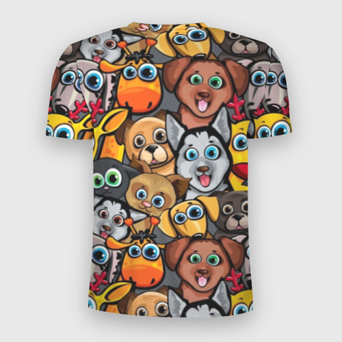 Мужская футболка 3D Slim с принтом Веселые собаки, вид сзади #1