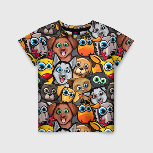 Детская футболка 3D Веселые собаки, цвет 3D печать