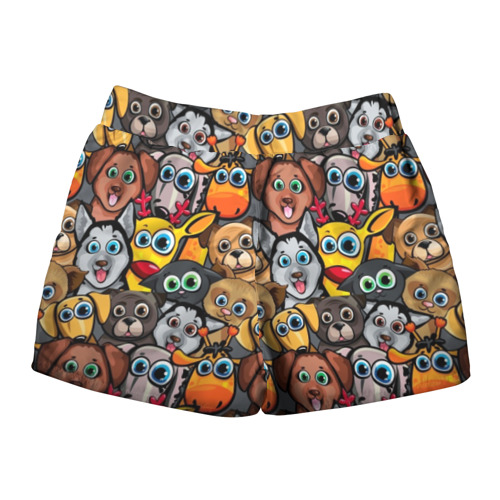 Женские шорты 3D с принтом Веселые собаки, вид сзади #1