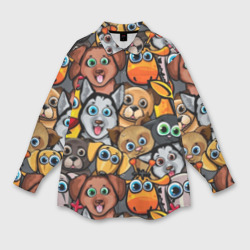 Женская рубашка oversize 3D Веселые собаки