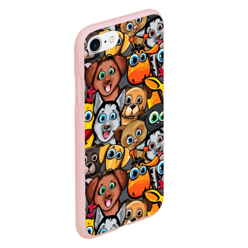 Чехол для iPhone 7/8 матовый с принтом Веселые собаки, вид сбоку #3