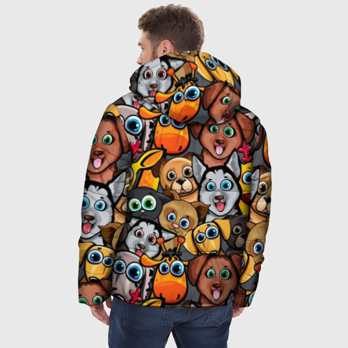 Мужская зимняя куртка 3D с принтом Веселые собаки, вид сзади #2