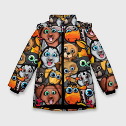 Зимняя куртка для девочек 3D Веселые собаки