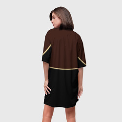 Платье с принтом Мантия Чёрный Бык Черный для женщины, вид на модели сзади №2. Цвет основы: белый