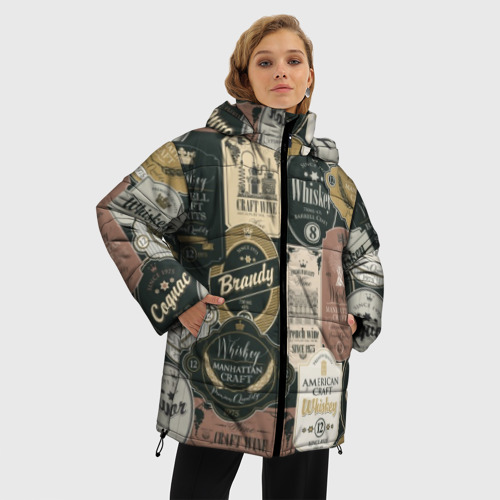 Женская зимняя куртка Oversize Этикетки мира Виски, цвет черный - фото 3