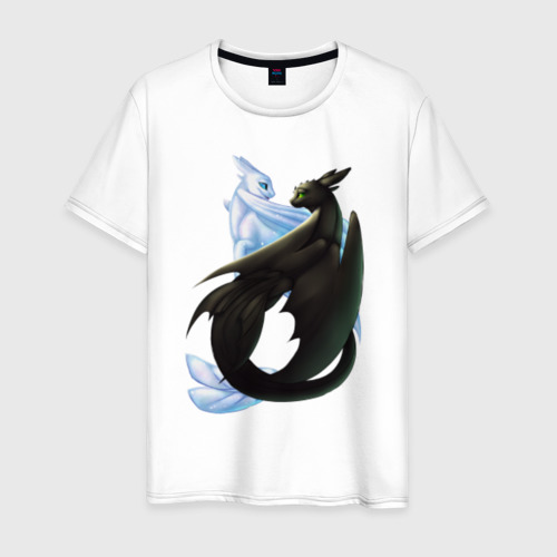 Мужская футболка из хлопка с принтом Как приручить дракона, вид спереди №1