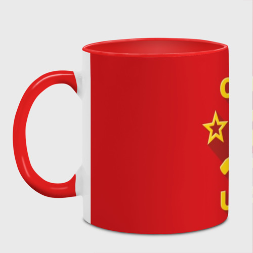 Кружка с полной запечаткой СССР - серп молот, цвет белый + красный - фото 2