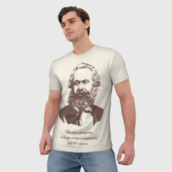 Футболка с принтом Карл Маркс - знаменитая цитата для женщины, вид на модели спереди №2. Цвет основы: белый