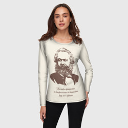 Женский лонгслив 3D Карл Маркс - знаменитая цитата - фото 2