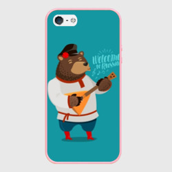 Чехол для iPhone 5/5S матовый Welcome to Russia - bear