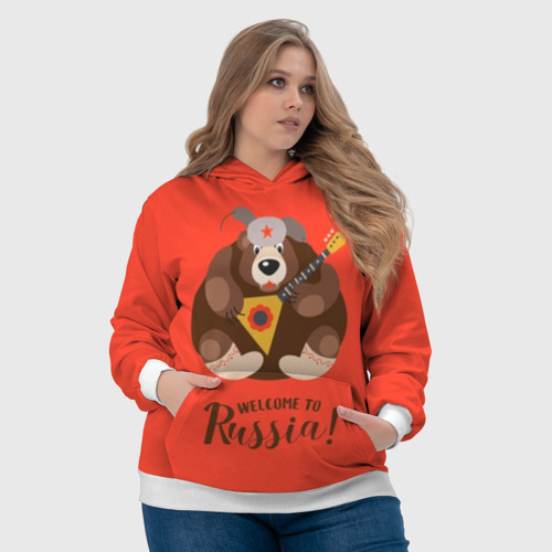 Женская толстовка 3D Welcome to Russia bear, цвет 3D печать - фото 6