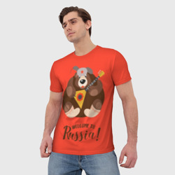 Мужская футболка 3D Welcome to Russia bear - фото 2