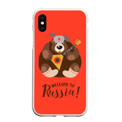 Чехол для iPhone XS Max матовый Welcome to Russia bear
