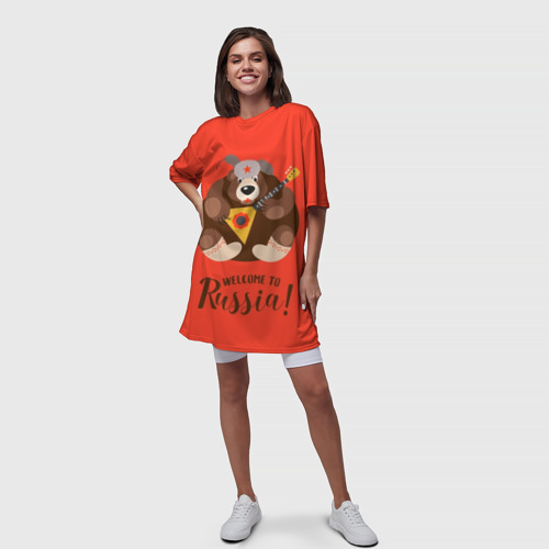 Платье-футболка 3D Welcome to Russia bear, цвет 3D печать - фото 5