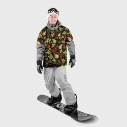 Накидка на куртку 3D Хохлома золотые лебеди