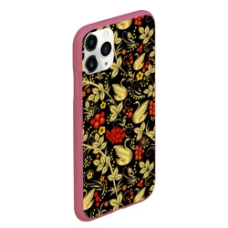 Чехол для iPhone 11 Pro Max матовый Хохлома золотые лебеди - фото 2