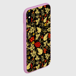 Чехол для iPhone XS Max матовый Хохлома золотые лебеди - фото 2