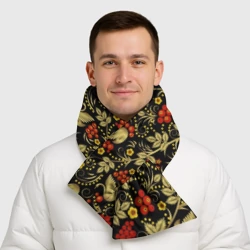 Шарф-пуховик 3D Хохлома золотые лебеди - фото 2