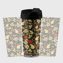 Термокружка-непроливайка Хохлома золотые лебеди - фото 2