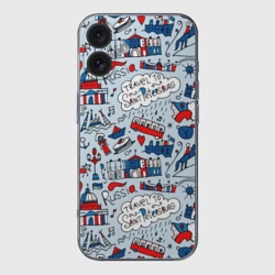 Чехол для iPhone 16 силиконовый с защитой камеры Travel to Saint Petersburg