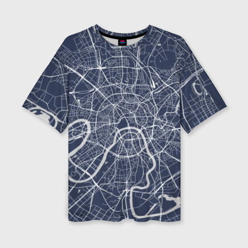 Женская футболка oversize 3D Карта Москвы, цвет 3D печать