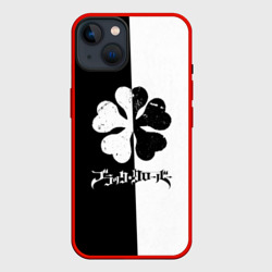 Чехол для iPhone 14 Логотип Черный Клевер разделенный фон