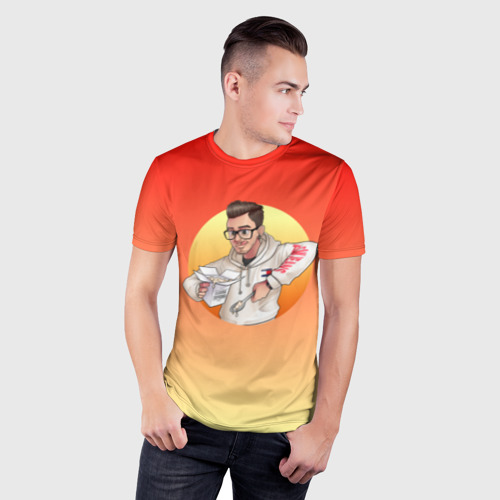 Мужская футболка 3D Slim с принтом Мамина Перловка, фото на моделе #1