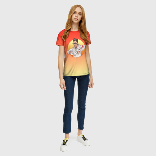 Женская футболка 3D с принтом Мамина Перловка, вид сбоку #3