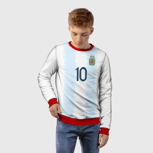 Детский свитшот 3D с принтом Messi Copa America 2019, фото на моделе #1