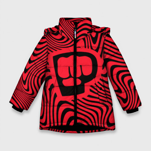 Зимняя куртка для девочек 3D с принтом PewDiePie Logo, вид спереди #2